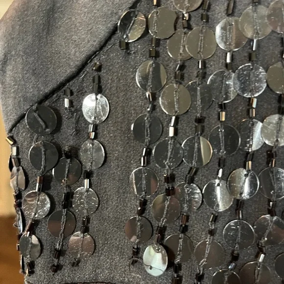 Nanette Lepore Vintage Y2K 90s 2000s SILK Black Sequins Mini Dress Sheer Overlay - Picture 5 of 10